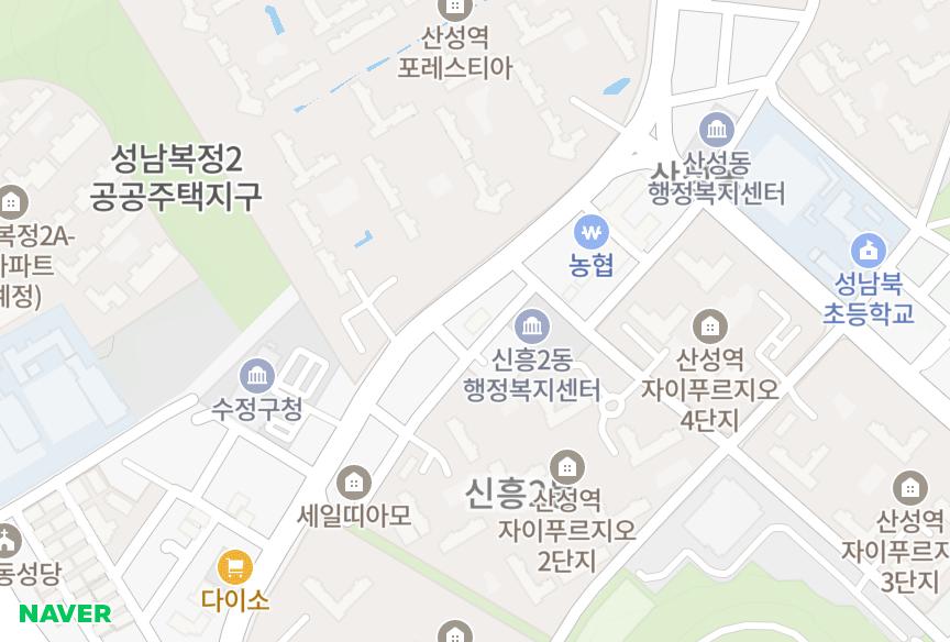 경기도 성남시 수정구 신흥동 수정 위치·실거래 시세 지도