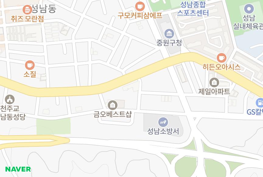경기도 성남시 중원구 하대원동 주원파크빌 위치·실거래 시세 지도