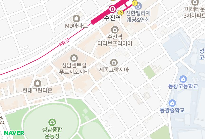 경기도 성남시 중원구 성남동 신동아파밀리에 위치·실거래 시세 지도