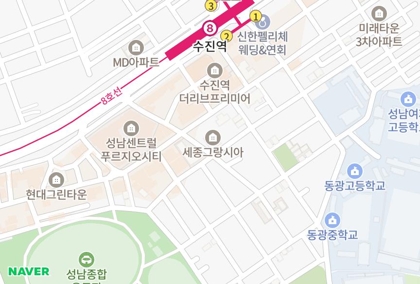 경기도 성남시 중원구 성남동 세종그랑시아 위치·실거래 시세 지도