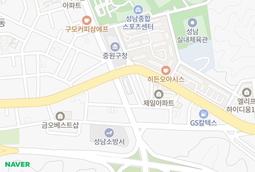 경기도 성남시 중원구 하대원동 비제이위채 위치·실거래 시세 지도