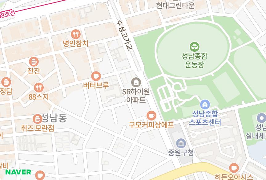 경기도 성남시 중원구 성남동 대동다숲 위치·실거래 시세 지도