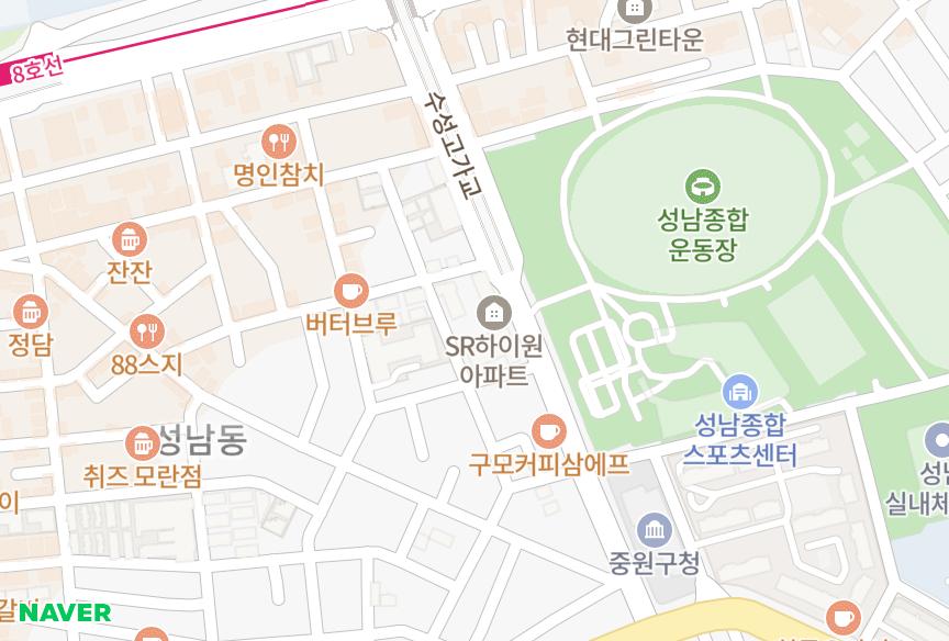 경기도 성남시 중원구 성남동 SR하이원 위치·실거래 시세 지도
