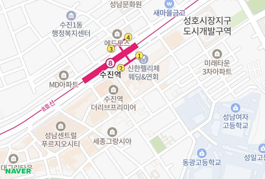 경기도 성남시 중원구 성남동 동부주택브리앙뜨 위치·실거래 시세 지도