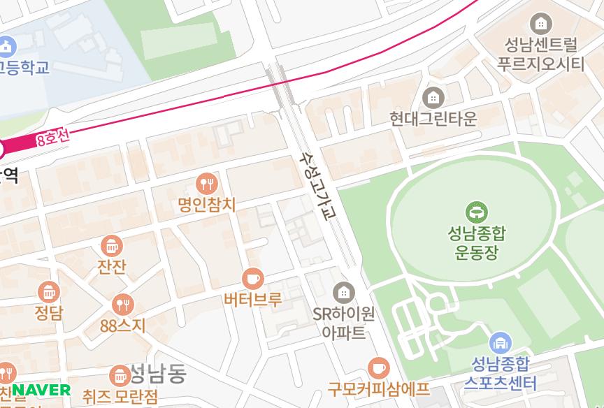 경기도 성남시 중원구 성남동 우원파크빌 위치·실거래 시세 지도