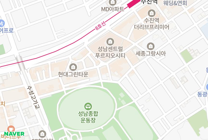 경기도 성남시 중원구 성남동 S.N블르버드 위치·실거래 시세 지도