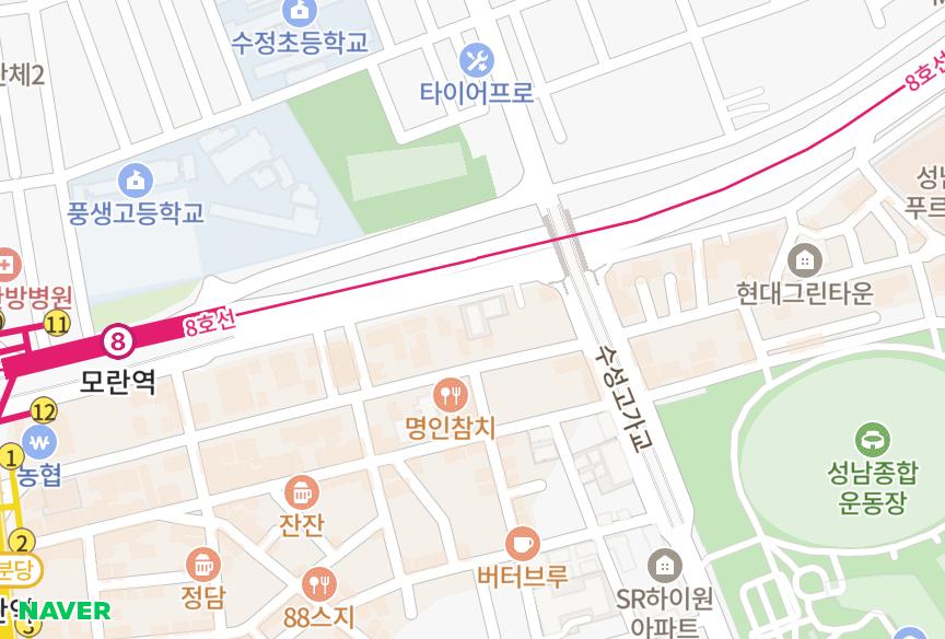 경기도 성남시 중원구 성남동 수산리치빌 위치·실거래 시세 지도