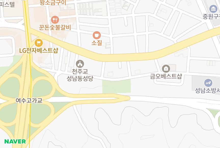 경기도 성남시 중원구 하대원동 럭키참조은 위치·실거래 시세 지도
