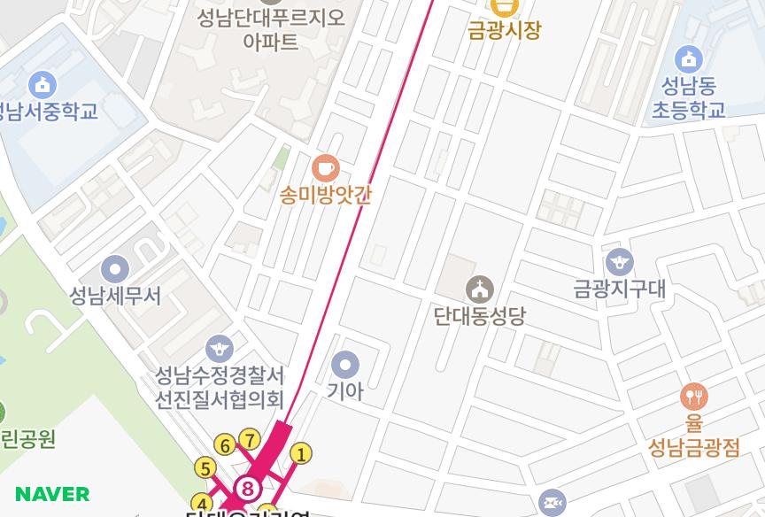경기도 성남시 중원구 금광동 세일띠아모 위치·실거래 시세 지도