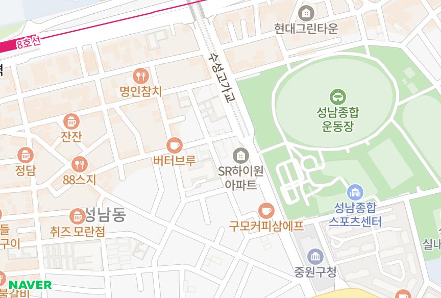 경기도 성남시 중원구 성남동 띠아모 위치·실거래 시세 지도