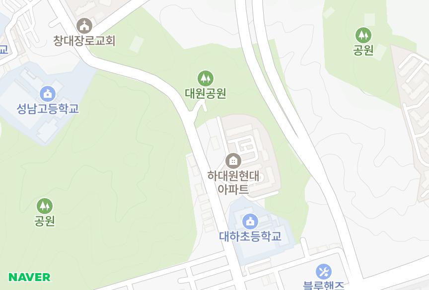 경기도 성남시 중원구 하대원동 현대그린 위치·실거래 시세 지도