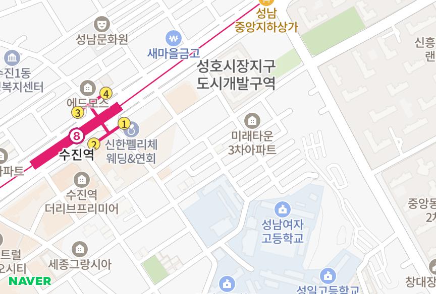 경기도 성남시 중원구 성남동 삼아 위치·실거래 시세 지도