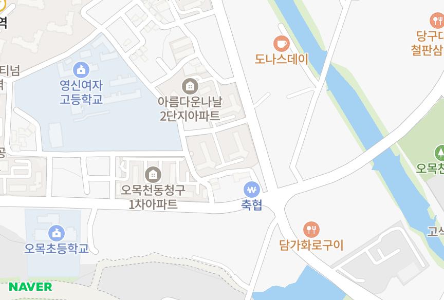 경기도 수원시 권선구 오목천동 영조아름다운나날1단지 위치·실거래 시세 지도