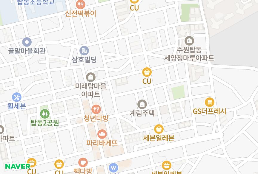 경기도 수원시 권선구 탑동 민석그린 위치·실거래 시세 지도