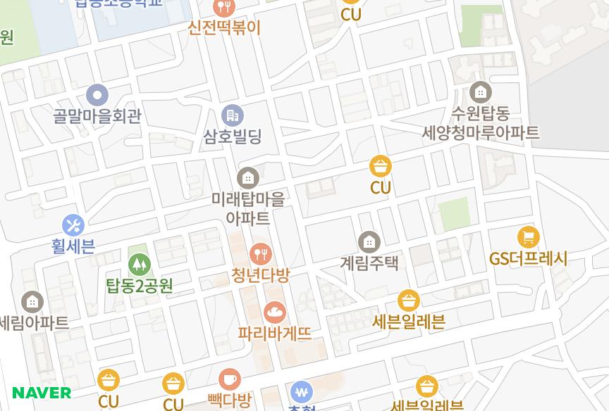 경기도 수원시 권선구 탑동 탑동우리 위치·실거래 시세 지도