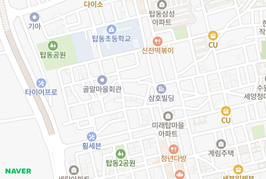 경기도 수원시 권선구 탑동 탑가림21차 위치·실거래 시세 지도