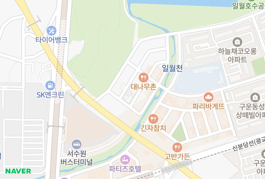 경기도 수원시 권선구 구운동 동은 위치·실거래 시세 지도