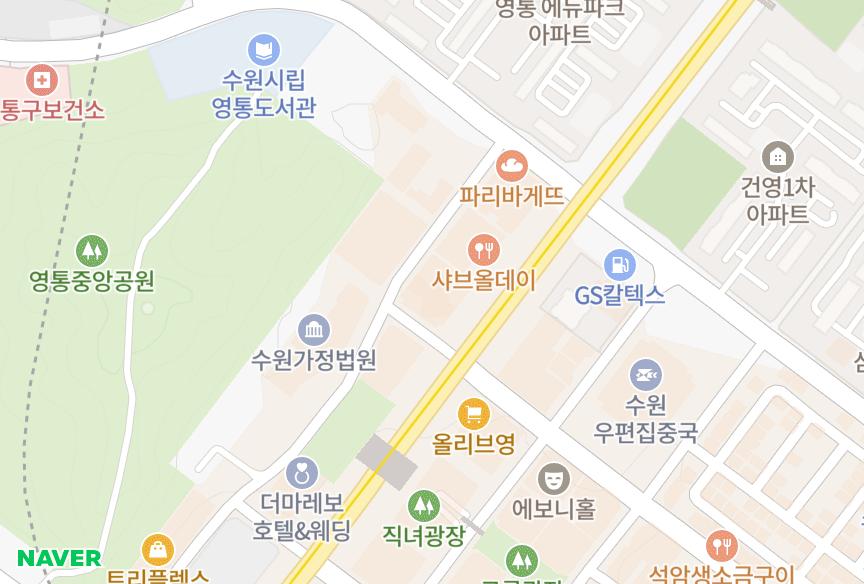 경기도 수원시 영통구 영통동 영통하우스토리 위치·실거래 시세 지도