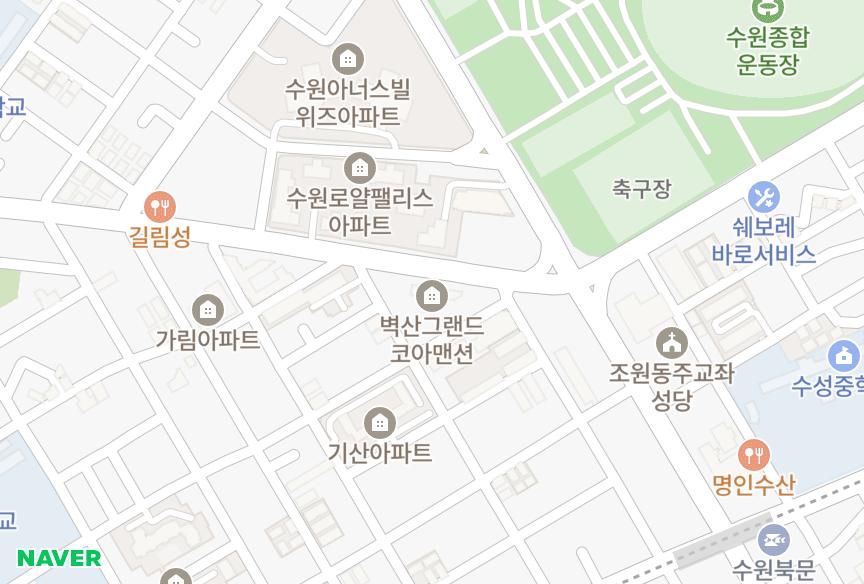 경기도 수원시 장안구 정자동 벽산그랜드코아 위치·실거래 시세 지도
