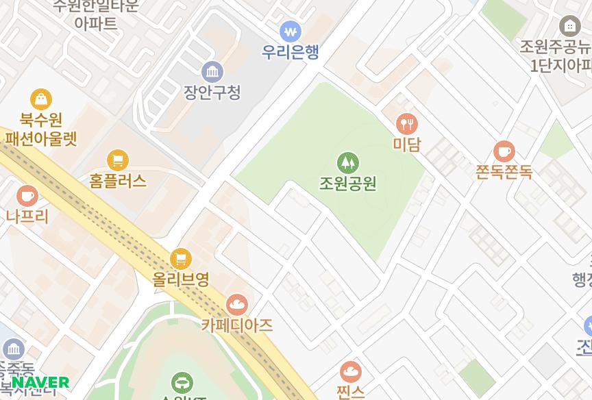 경기도 수원시 장안구 조원동 티앤와이꿈사랑타운 위치·실거래 시세 지도