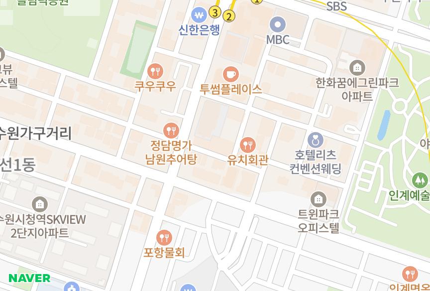 경기도 수원시 팔달구 인계동 테라스더아델라움 위치·실거래 시세 지도