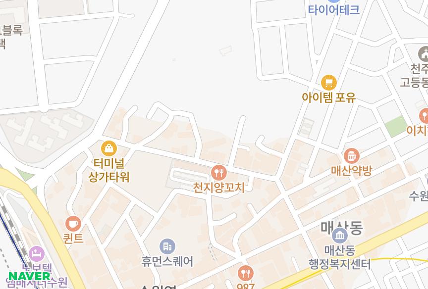 경기도 수원시 팔달구 고등동 아이제이빌 위치·실거래 시세 지도