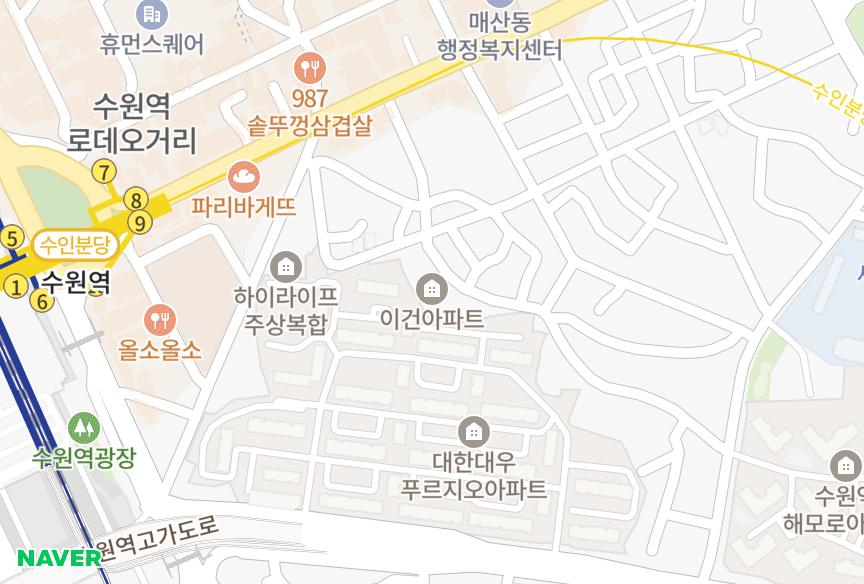 경기도 수원시 팔달구 매산로2가 이건 위치·실거래 시세 지도