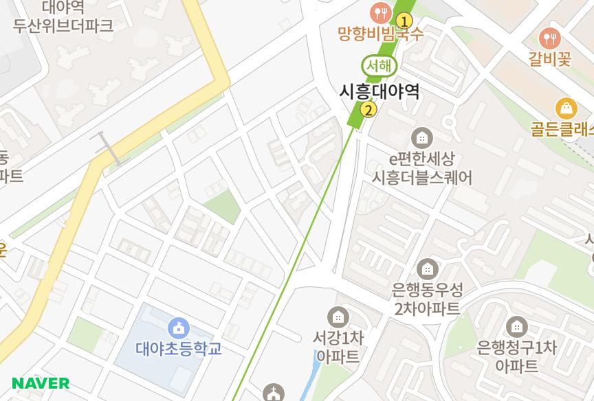 경기도 시흥시 대야동 현대 위치·실거래 시세 지도