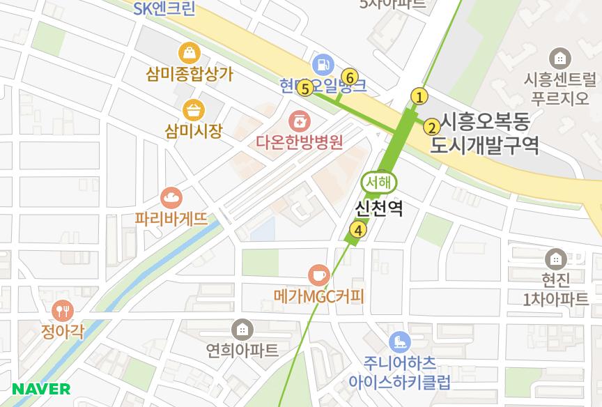 경기도 시흥시 신천동 조양휴캐슬 위치·실거래 시세 지도