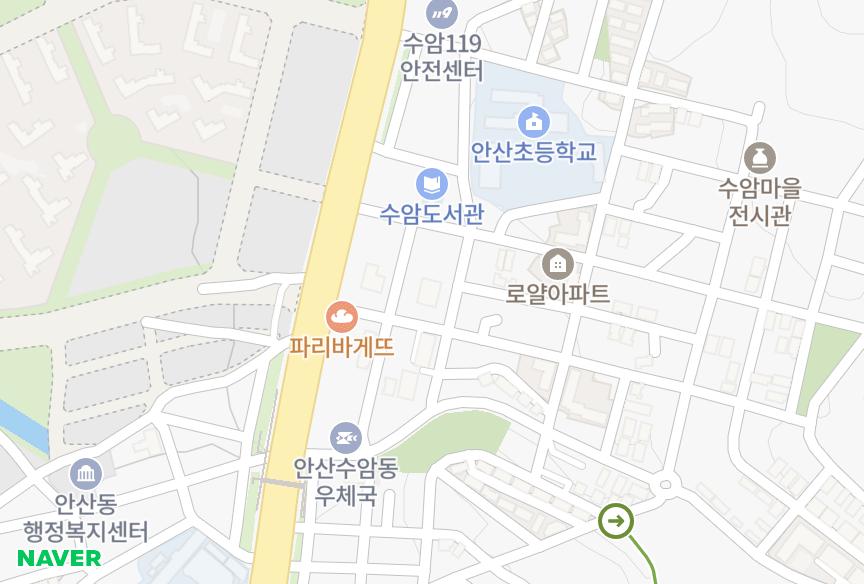 경기도 안산시 상록구 수암동 엘리지움아파트(501-7번지) 위치·실거래 시세 지도