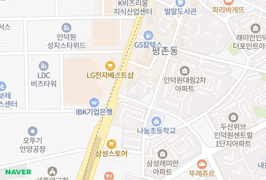 경기도 안양시 동안구 평촌동 삼아 위치·실거래 시세 지도