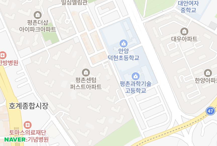 경기도 안양시 동안구 호계동 호계동원베네스트 위치·실거래 시세 지도
