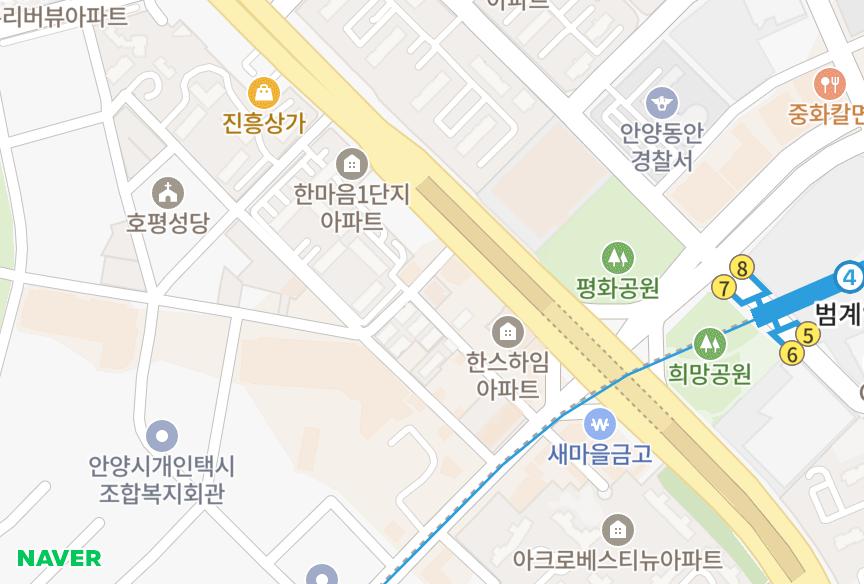 경기도 안양시 동안구 호계동 리츠팰리스 위치·실거래 시세 지도