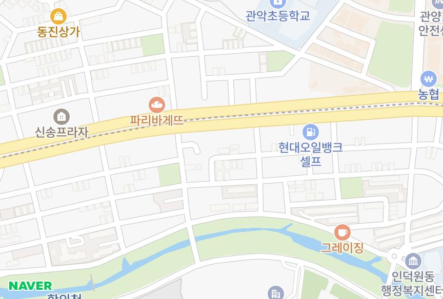 경기도 안양시 동안구 관양동 바우 위치·실거래 시세 지도