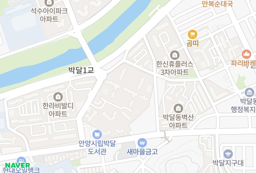 경기도 안양시 만안구 박달동 신한 위치·실거래 시세 지도