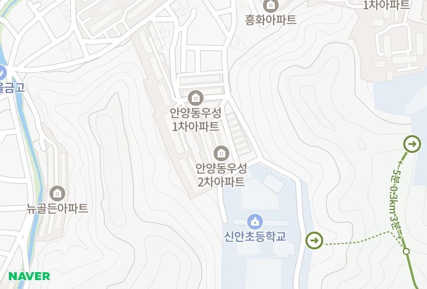 경기도 안양시 만안구 안양동 우성2차 위치·실거래 시세 지도