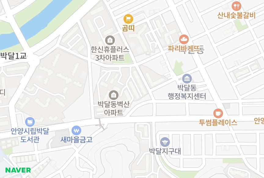 경기도 안양시 만안구 박달동 적성 위치·실거래 시세 지도