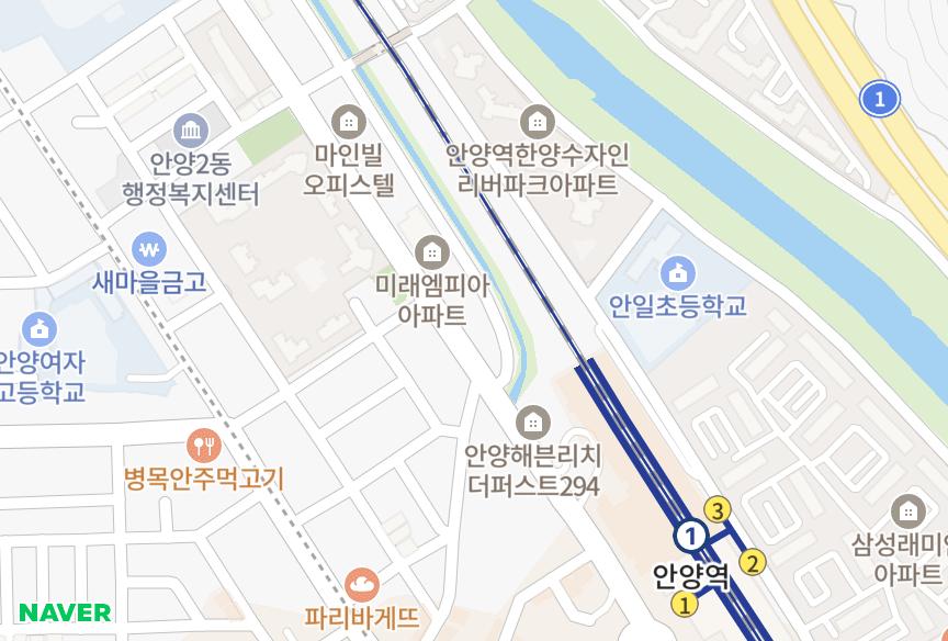경기도 안양시 만안구 안양동 한양하이츠빌 위치·실거래 시세 지도