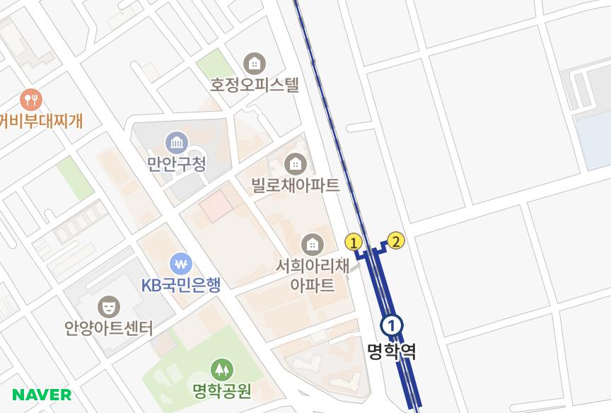 경기도 안양시 만안구 안양동 미랜드명학타워 위치·실거래 시세 지도