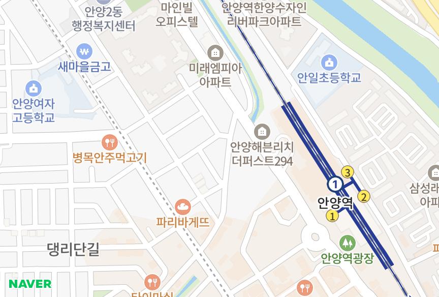 경기도 안양시 만안구 안양동 리치빌2차 위치·실거래 시세 지도