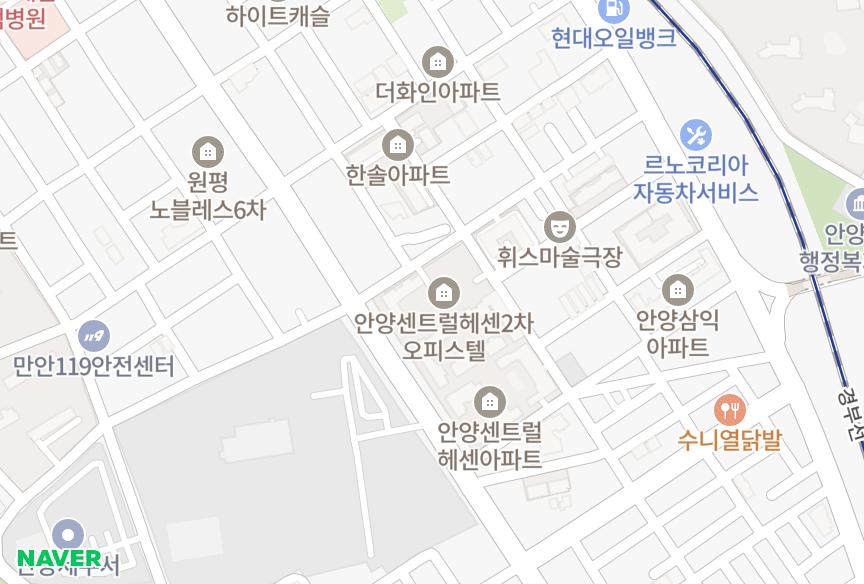경기도 안양시 만안구 안양동 안양센트럴헤센2차 위치·실거래 시세 지도