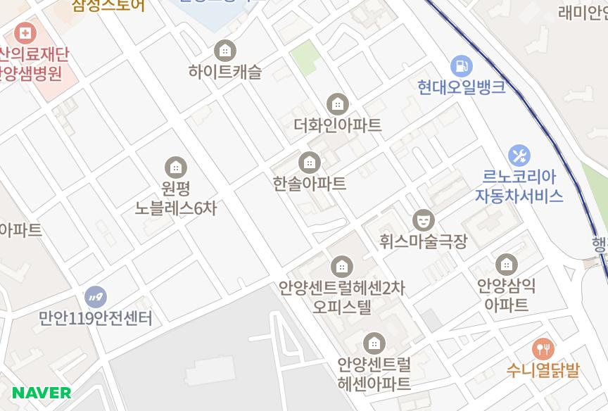 경기도 안양시 만안구 안양동 수자인프리미엄 위치·실거래 시세 지도