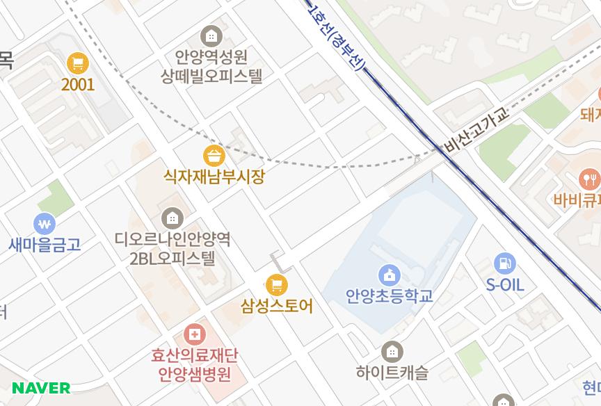 경기도 안양시 만안구 안양동 삼성원시티 위치·실거래 시세 지도