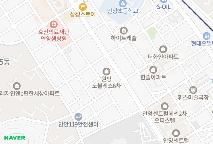경기도 안양시 만안구 안양동 원평노블레스6차 위치·실거래 시세 지도
