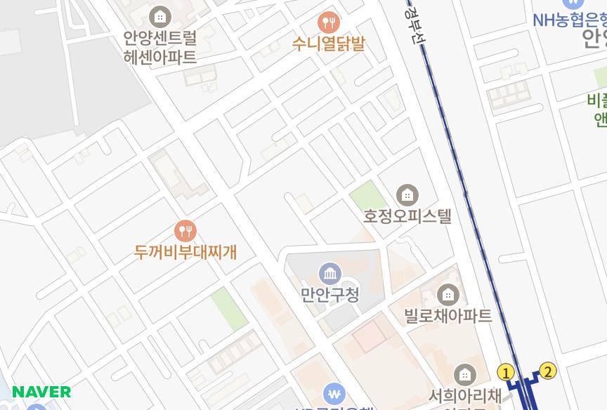 경기도 안양시 만안구 안양동 제나시티 위치·실거래 시세 지도