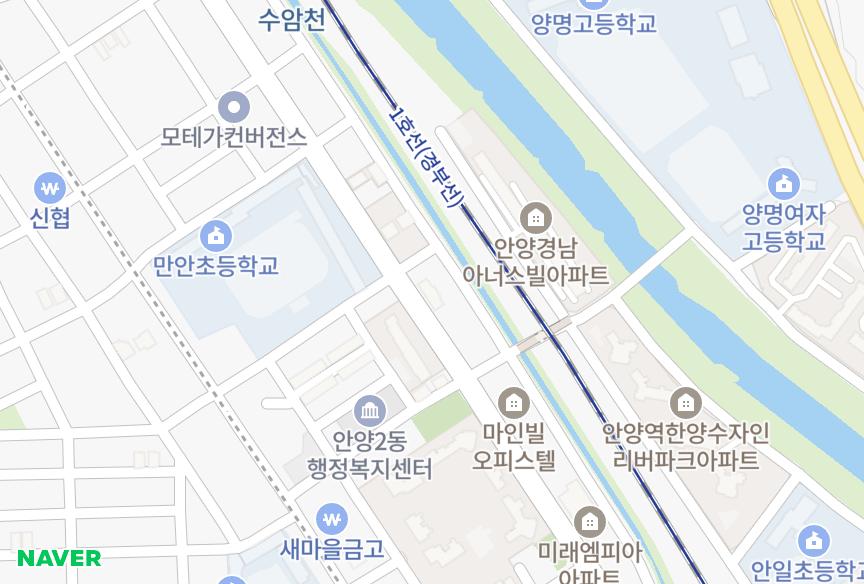 경기도 안양시 만안구 안양동 뉴데시앙 위치·실거래 시세 지도