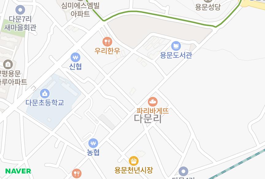 경기도 양평군 용문면 다문리 스파 위치·실거래 시세 지도