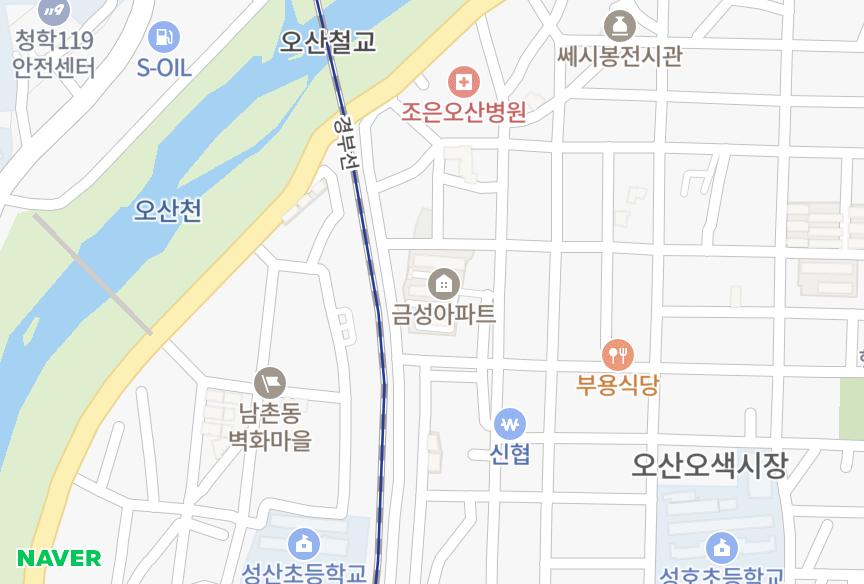 경기도 오산시 오산동 금성A 위치·실거래 시세 지도