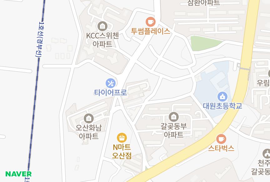 경기도 오산시 갈곶동 원영 위치·실거래 시세 지도