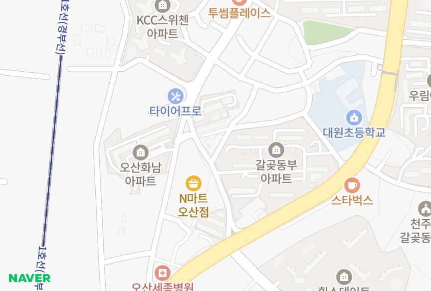 경기도 오산시 갈곶동 태양 위치·실거래 시세 지도